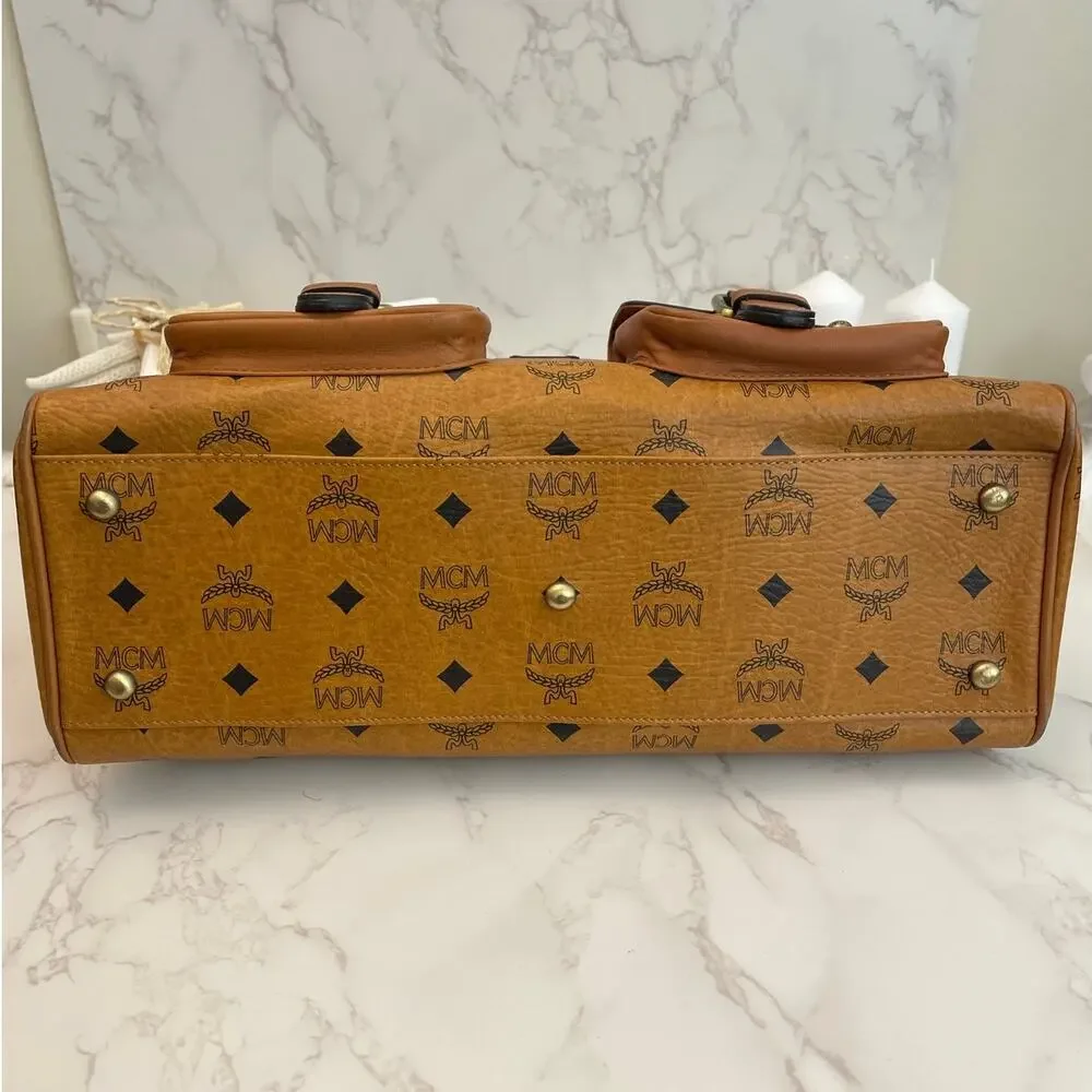MCM Vintage Top Handle Satchel / Tote Cognac Visetos Monogram Pre-Owned - Picture 8 of 14